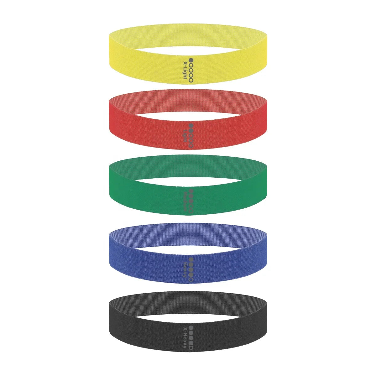 Set of 5 Yoga Gym Exercise Fitness Workout High Elastic Skin Friendly Polyester Fabric Hip Booty Resistance Loop Bands