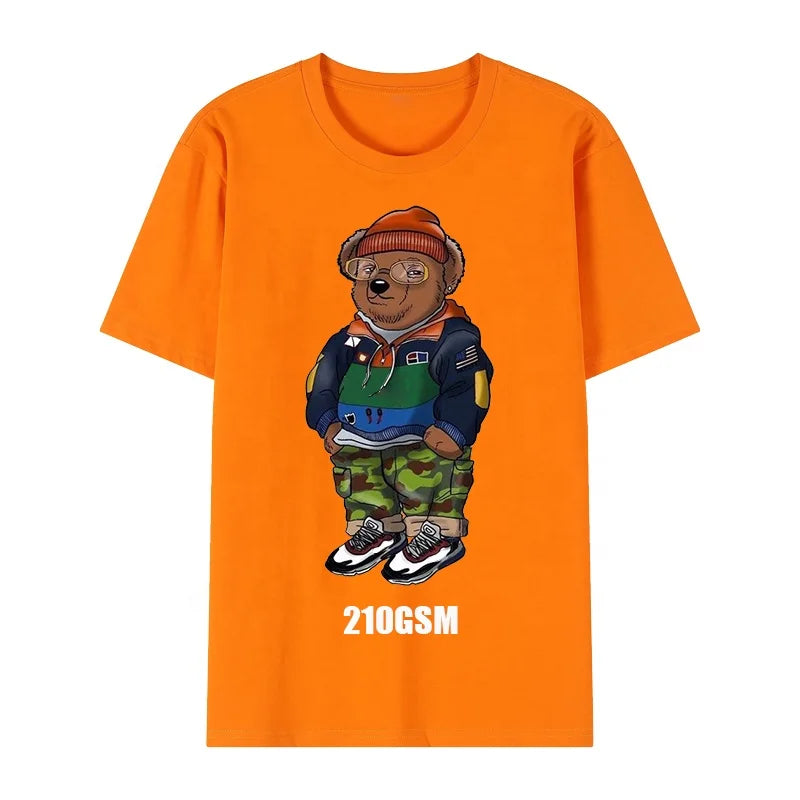 Quality Blank Tshirt Bear T-shirt Custom logo Boys t Shirts Men Tees Transfer Print Blank T-shirt 210gsm Cotton Graphic t Shirt
