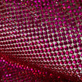 Custom Luxury pink Net Tulle Fabric With Rose square Stones Rhinestones Hot Drill Elastic Crystals Cloth