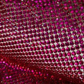 Custom Luxury pink Net Tulle Fabric With Rose square Stones Rhinestones Hot Drill Elastic Crystals Cloth
