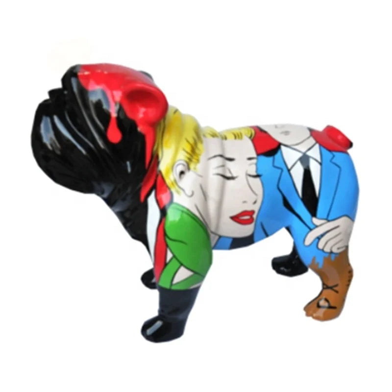 Fashionable Artistic Hand-Painted Colorful Puppies Resin TV Movie Character Animal Statues Lightweight Waterproof Crafts