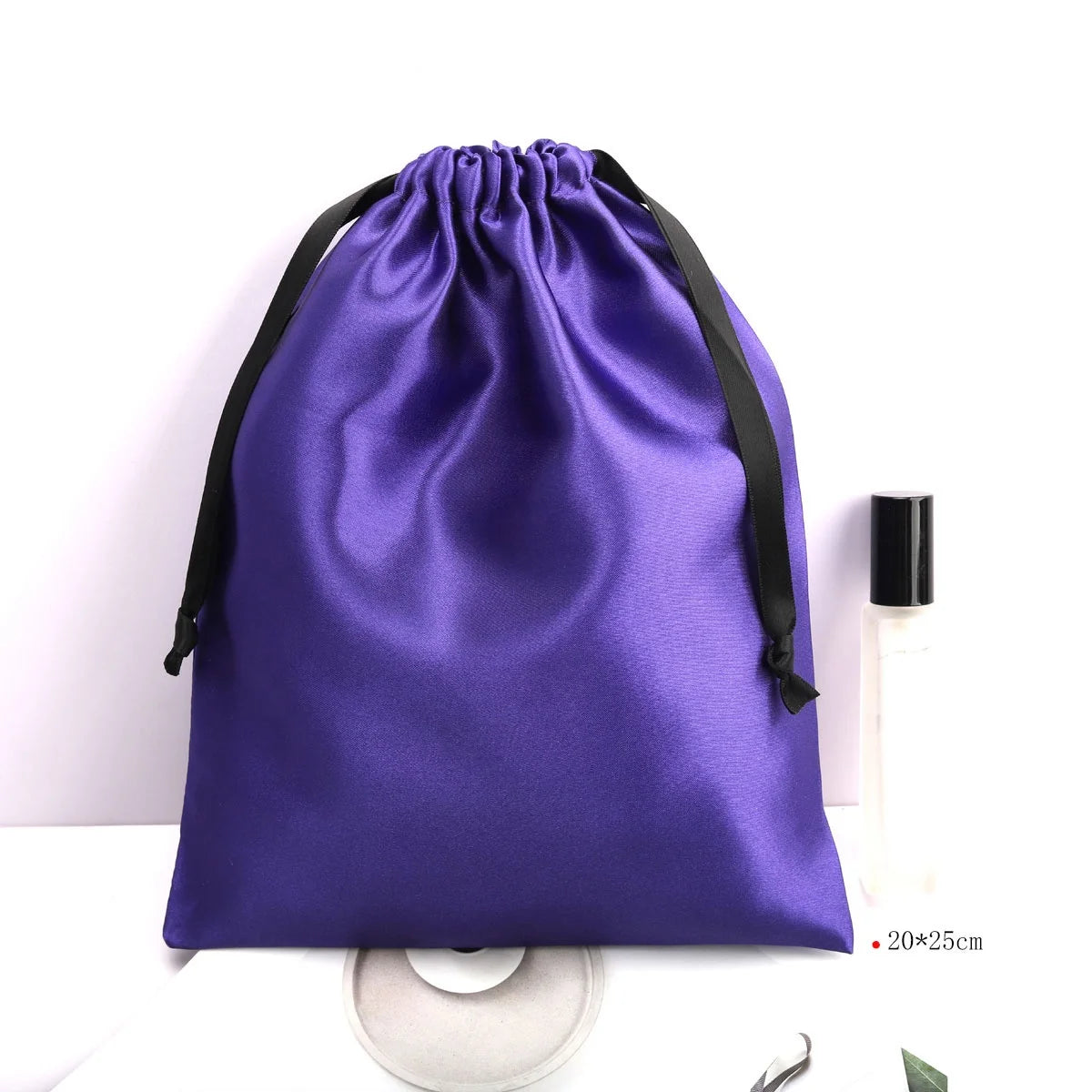 Wholesale Promotion Drawstring Gift Silk Satin Hair Bundle Bag Reusable High End Hair Extension Lingerie Storage Dust Pouch