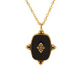 French Palace Style Necklace Dropped Oil Pattern Geometric Pendant Black Necklace