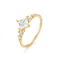 High End 18K Gold Plated Square Dainty Zirconia 925 Sterling Silver Wedding Rings for Women Silver Jewelry