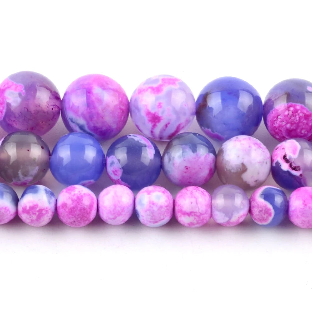 Natural Colors Fire Agate Beads Blue Red Pink Orange Round Polished Fire Agate Beads With 6mm 8mm 10mm