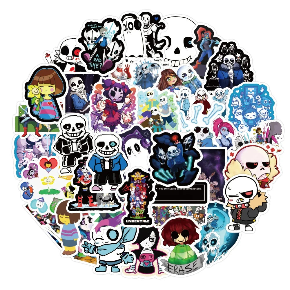 50Pcs Cool Game Undertale Hot Sale Graffiti Sticker for Boy Phone Case Luggage Laptop Vinyl Paper Decals Stickers