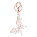 Hot Selling Rose Gold Plated Butterfly Key Ring Rhinestone 2 Butterflies Charm Key Chain for Girl