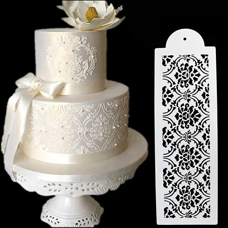 Wanlihao Plastic Spray Flower Template Stencil Lace Mesh Fondant Cake Stencils for Cake Decorating