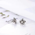 Trendy Jewelry 925 Sterling Silver Sparkling Cube Zircon Blooming Flower Stud Earrings