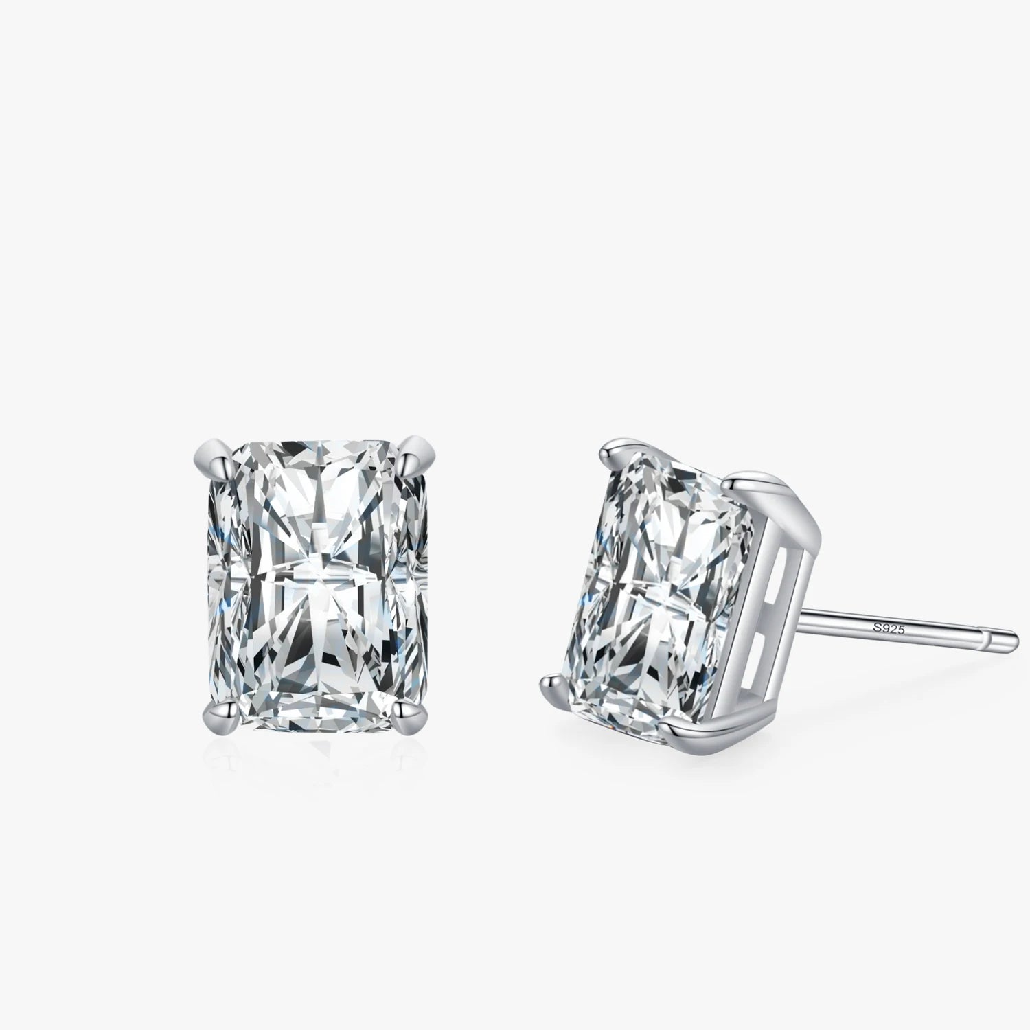 Ailmay Real 925 Sterling Silver Fashion AAAAA CZ Rectangle Stud Earrings for Women Wedding Statement Fine Silver Jewelry