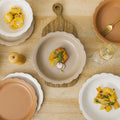 Solhui Korean Petal Edged Matte Ceramic Yogurt Salad Noodle Bowl Deep Soup Plates