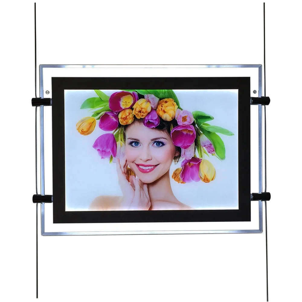 Menu Mockup Illuminated Landscape Inexpensive Ideas Hanging Glass Folder Wall Display Door Poster Holder High Brightness LED MegaBDM
