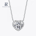 Rochime halo Sweet Pendant Heart Necklace  S925 Silver Rhodium Plated 5a Zircon Jewelry for Women