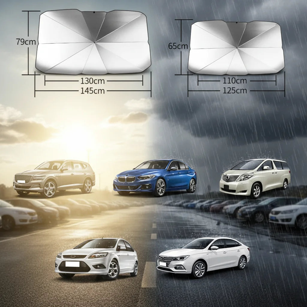 Portable Custom Folding Car Sunshade Manual Control Umbrella Against Sun Heat Insulation Sunscreen
