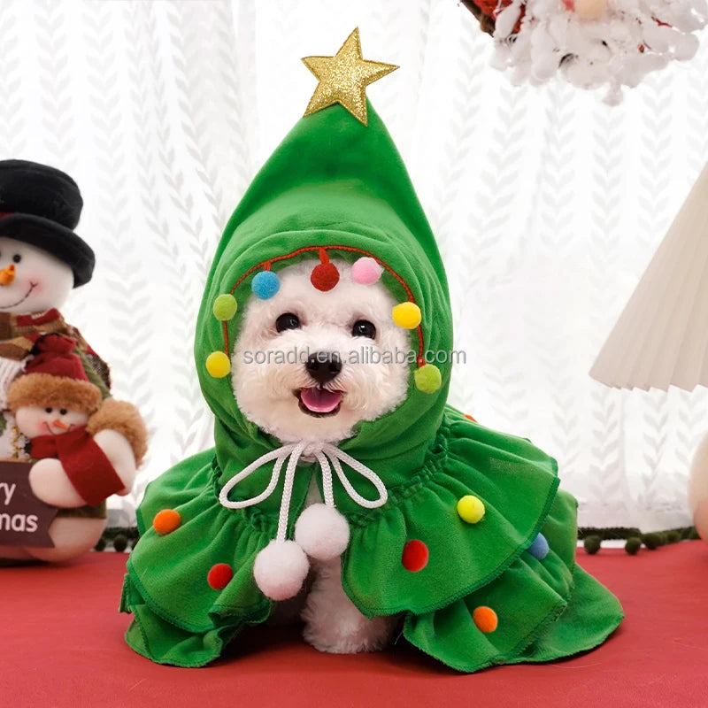 Wholesale Custom Cosplay Santa Claus Dress for Pet Cats and Puppies Sustainable Cotton Winter Coat for Christmas Xmas