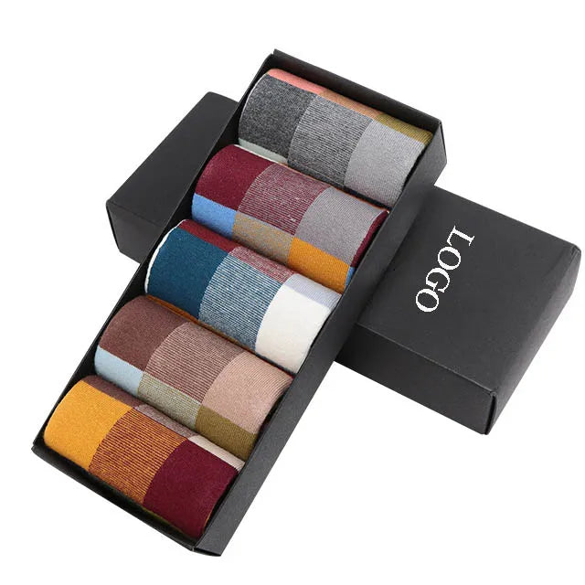 Funny Casual Color Classic Diamond Trend Happy Crew Socks Business Dress Party Cotton Gifts Box Socks for Men