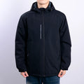 YinQu Unisex Outdoor Waterproof Jacket 3-Layer Black Polyester Wind Breaker With Hoodie Zipper Closure for Winter
