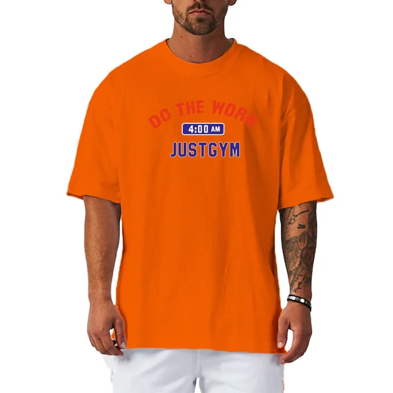 Custom Logo Oversized Half Sleeve T Shirt Men Quick Dry Mesh Loose Sportswear Gym Bodybuilding Tees Street Hip Hop Fitness Shirt
