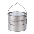 Outdoor 1-2L Pure Titanium Hanging Pot Long Handle Foldable Travel Camping Cookware Portable Gas Induction Ready Instant Noodle