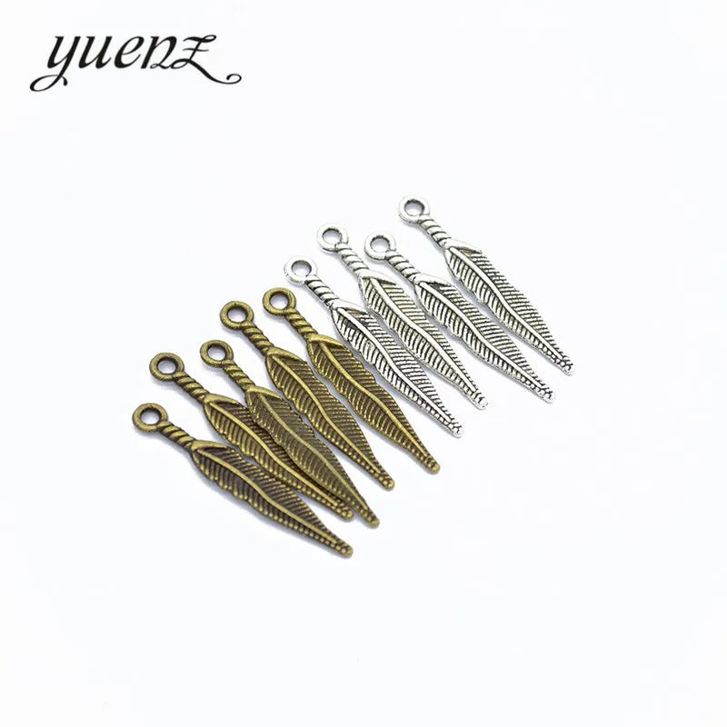 YuenZ 100pcs/bag 2 Color Tibetan Silver Plated Pendant Antique Wing Charms Jewelry Making DIY Handmade Craft 28*5mm D423