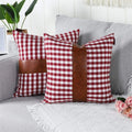 Buffalo Check Plaid Farmhouse Decorative Throw Pillow Covers Boho Accent Faux Leather Pillowcases for Couch Sofa