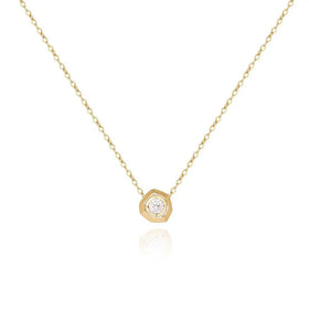 Fenny 18K Gold Plated No Fade Permanent Stylish Geometric Clear Zirconia Pendant Stainless Steel Necklace for Women