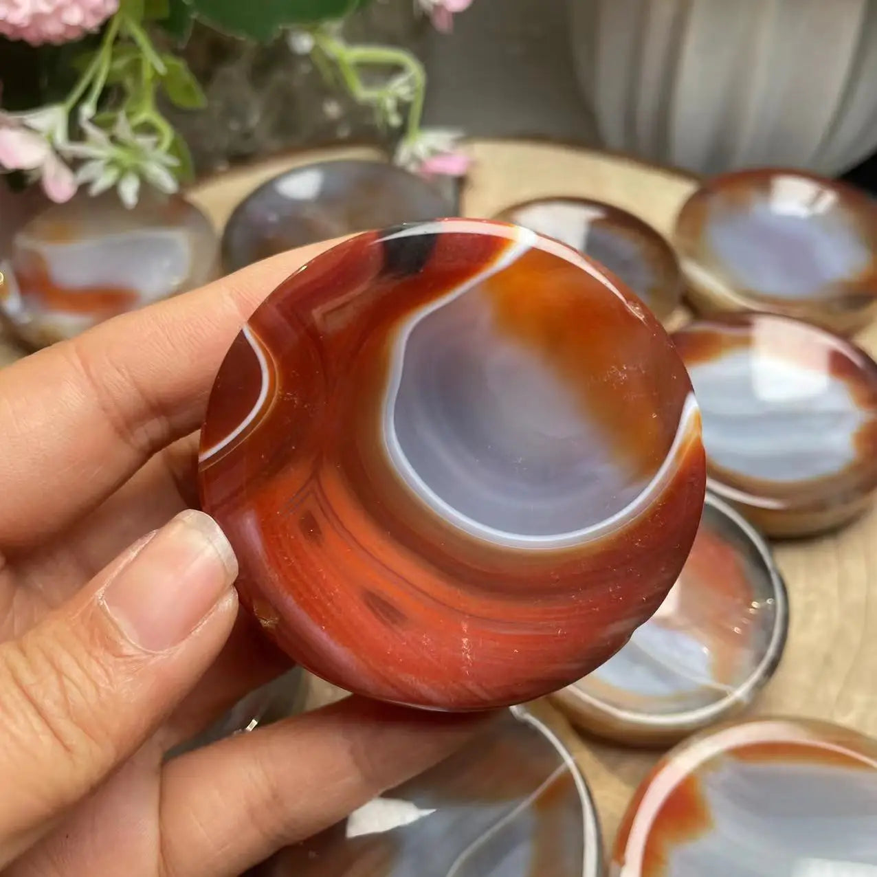 Wholesale Price Natural Crystal Quartz Machine Engraving Carnelian Bowls Crystal Crafts for Gift