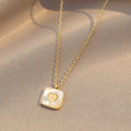2022 New Design Stainless Steel Square Heart Necklace White Shell Heart Pendant Necklace Jewelry