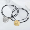 ZA Concave Convex Rose Metal Circular Necklace for Women Elegant Long Cord Rope Alloy Round Pendant Necklaces Wholesale