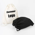 Wholesale  Solid Color Simple Cotton Drawstring Bag Black and White Bilateral Shoulder Backpack Advertising Bags Shopping Bag