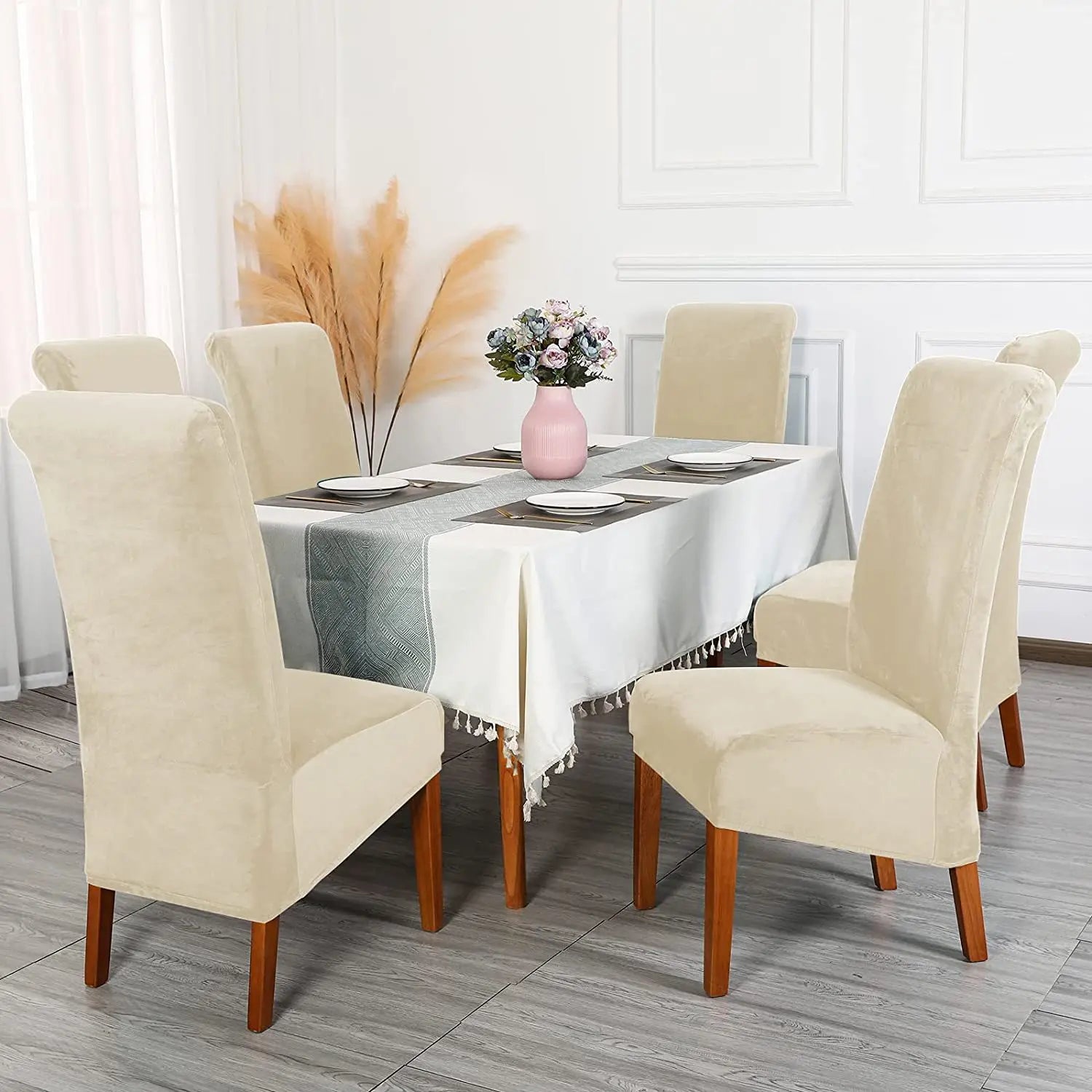 Solid Color Velvet Stretch Seat Cushion Cover Slipcover Elastic Chair Covers for Living Room and Wedding-Made of Polyester