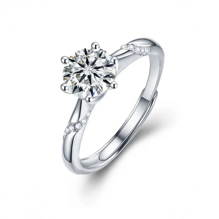 GRA Certified Custom Round Cut D VVS Moissanite Diamond Solid  925 Sterling Silver Engagement Rings for Women