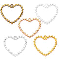 5 Color Alloy Wave Pattern Heart Shaped Charm for Bracelet Necklace Pendant DIY Jewelry Accessories Making 33*29mm A129