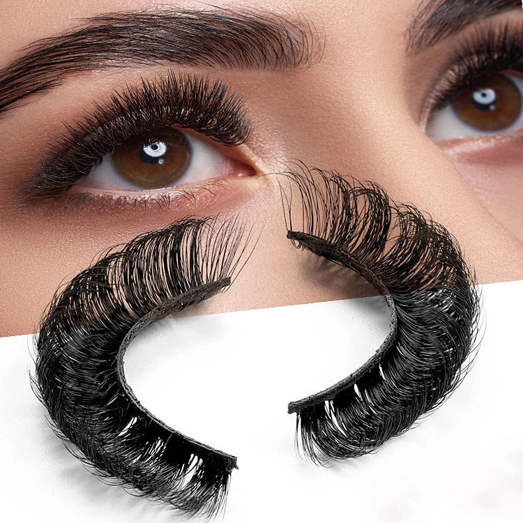 Natural Long 3d Winged Eyelash Faux Mink Strip Lash Extension c d Dd Curl Russian Volume Strip Eyelashes