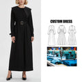 Brand Customization Middle Eastern Muslim Women's Casual Abaya Dress Solid Color Tie Waist Elegant Long Dress