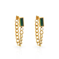 Chris April in Stock Fashion Jewelry 316L Stainless Steel PVD Gold Plated Minimalist Emerald Zircon Tassels Chain Earrings