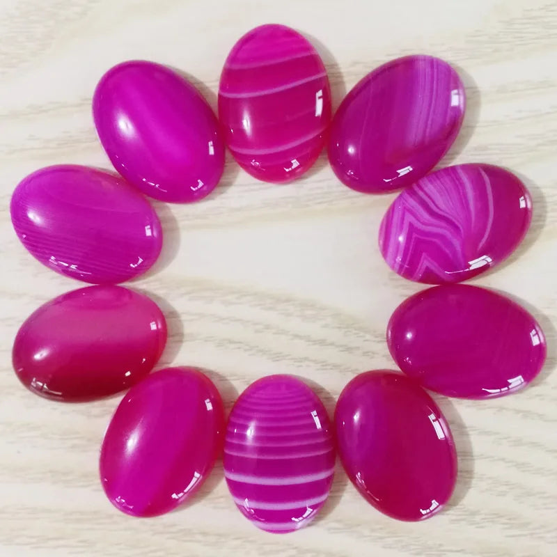 HY Loose Lot 25*18mm Agate Oval Cabochon Semi Precious Stone Crafts