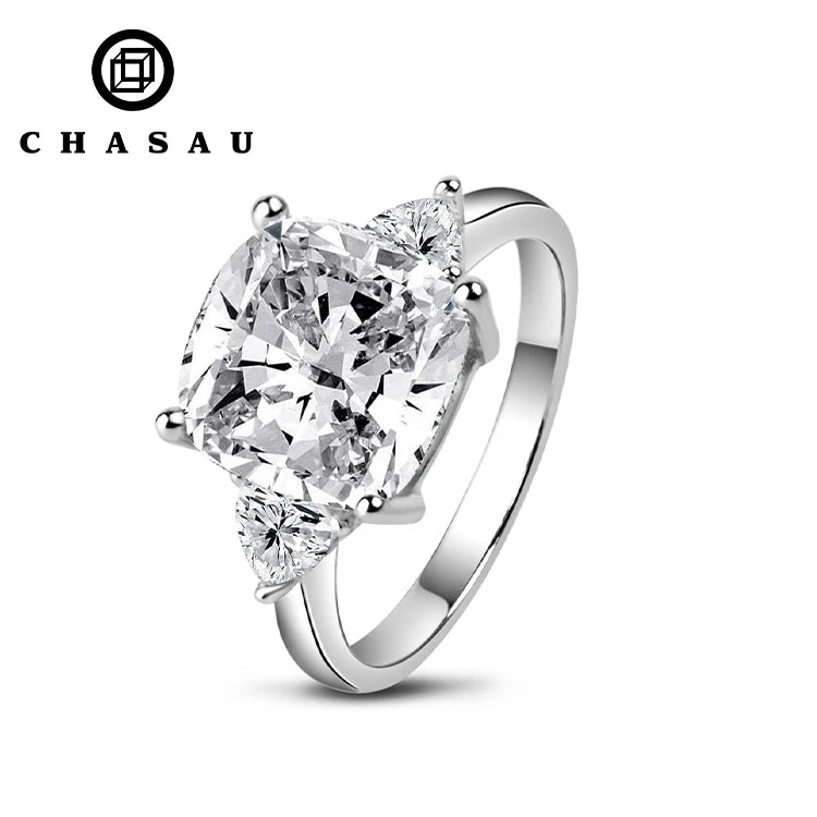 Latest Design Promotional Cushion Cut 5CT Cubic Zircon Cz Wedding 925 Sterling Silver Engagement Ring for Wife Gift