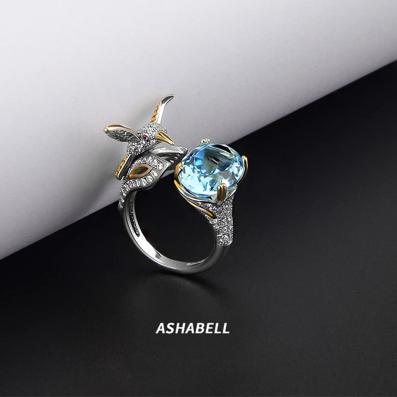 Topaz Square Cut S925 Engagement Ring Silver Gemstone Rings Polish New Women's Anniversary Arrival Designer Hummingbird 6 Carat