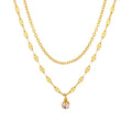 2024 Fashion Temperament Stainless Steel 18K Gold Inlaid Zircon Double Choker Necklace Women Waterproof Jewelry Wholesale