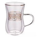 Arabic Style Sublimation Blanks Gold Double Wall High Borosilicate Turkish Coffee Tea Cups Glass