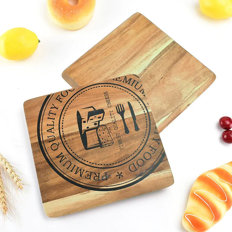 Custom Promotional Natural Acacia Wood Square Cheese Board for Cutting and Chopping
