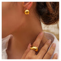 New Arrival Fashion Earrings Waterproof Women Stainless Steel 18K Gold Statement Smooth Surface Ball Earrings