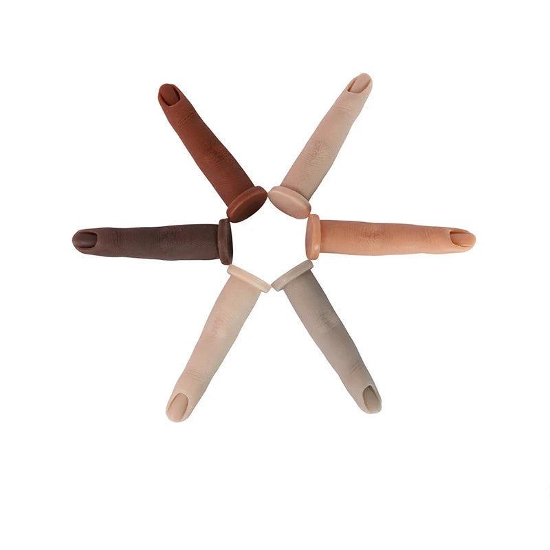 Nail Art Training Hand False Finger Natural Nail Tips Manicure Wholesale Practice Model Display Silicone Finger Makeup Tool