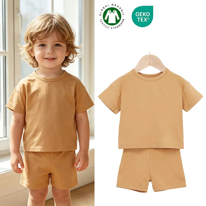 Fashion Summer Bamboo Baby Pajama Set for Babies Unisex Soft Bamboo Kids Children Tollder Clothes Set