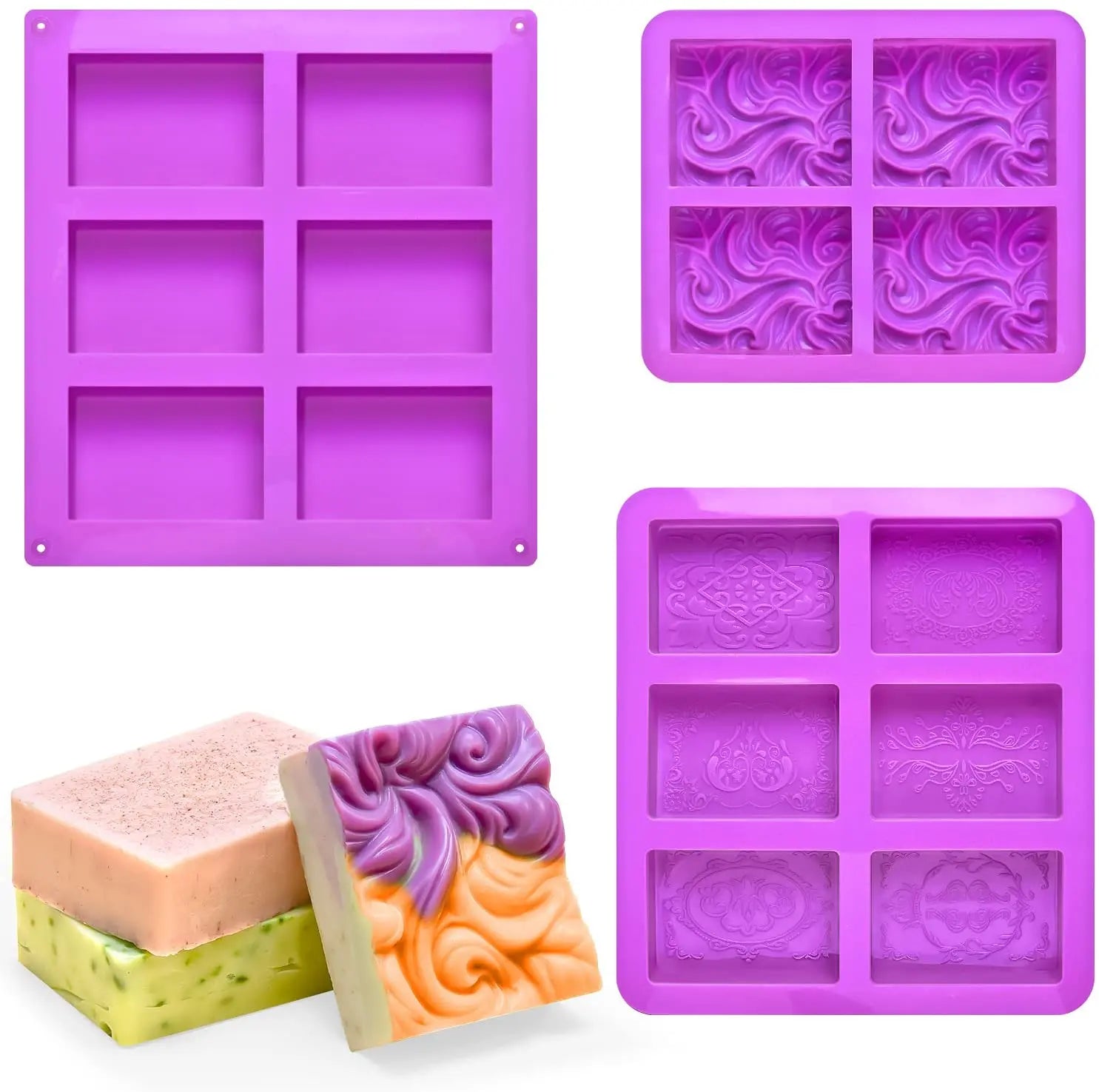 Rectangle Silicone Molds for Soap & Resin Homemade Craft Flower & Rose Cake Tools