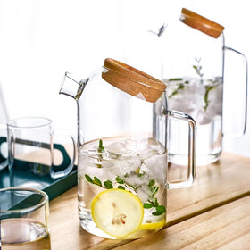 1200ml/1800ml Heat Resistant Borosilicate Glass Food Safe Stainless Steel Eco-Friendly Hand Blown Modern Design Water Jug / Tea