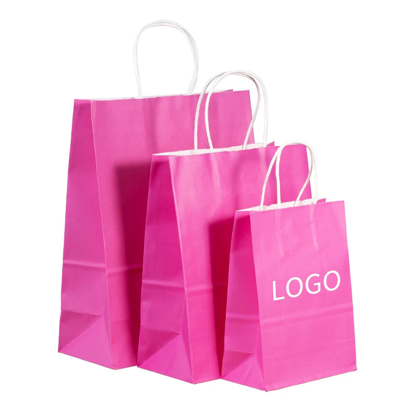 Custom Eco-Friendly Classic Brown Kraft Paper Bags with Patch Handle Flexo Printed Custom Logo & Size for Business Use