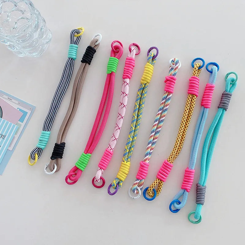 Fashion Colorful Short Wrist Strap With Patch Tab for Phone Case Universal Cell Phone Hand Strap Rope