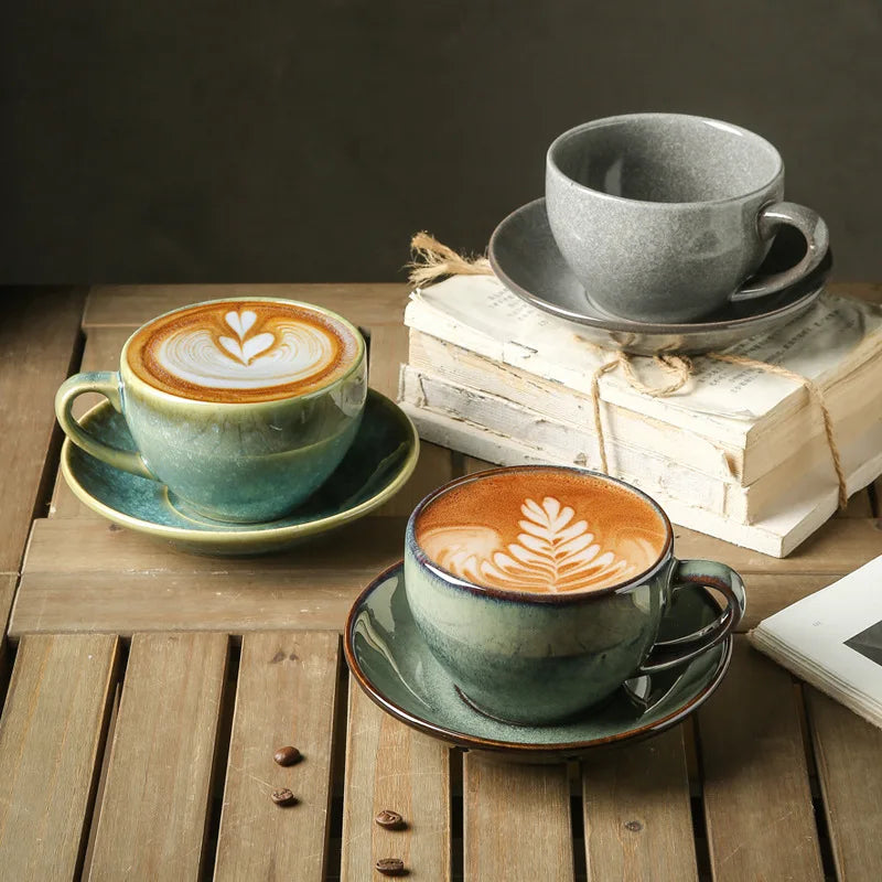 Kiln Change Coffee Cup Set Retro Japanese Style Breakfast Cup High Value Afternoon Tea Cup